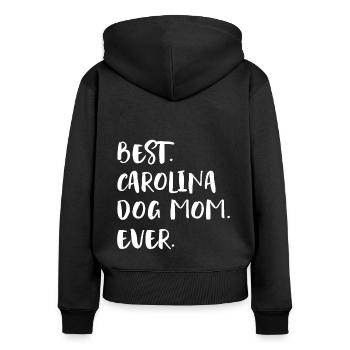 Carolina Chien Maman - Sweat à capuche zippé Premium bio Femme - noir - Dos - Julia (174cm)