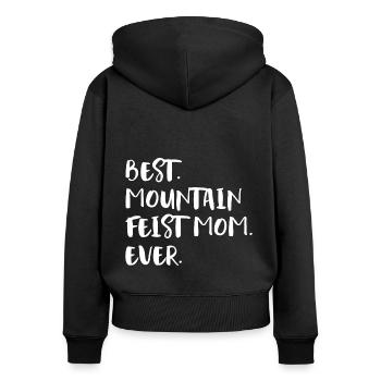 Mountain Feist Mom - Frauen Premium Bio Zip Hoodie - Schwarz - Hinten - Julia (174cm)
