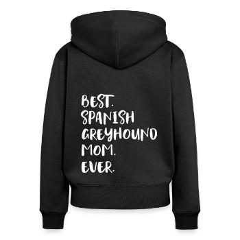 Spanish Greyhound Mom - Frauen Premium Bio Zip Hoodie - Schwarz - Hinten - Julia (174cm)