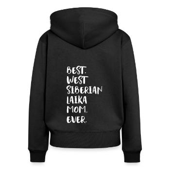 Laïka de Sibérie occidentale Maman - Sweat à capuche zippé Premium bio Femme - noir - Dos - Julia (174cm)