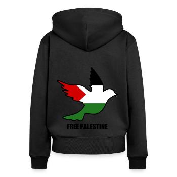 Free palestine - Frauen Premium Bio Zip Hoodie - Schwarz - Hinten - Julia (174cm)