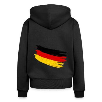 Deutscher Deutsche Flagge Deutschlandfahne Vintage - Frauen Premium Bio Zip Hoodie - Schwarz - Hinten - Julia (174cm)