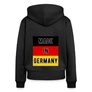 Drapeau Allemand Origine Rétro Vintage - Sweat à capuche zippé Premium bio Femme - noir - Dos - Julia (174cm)