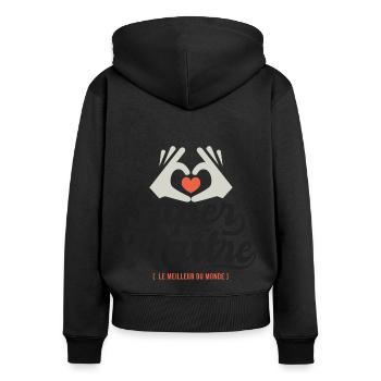 Super maitre l unique cadeau maître instituteur - Sweat à capuche zippé Premium bio Femme - noir - Dos - Julia (174cm)