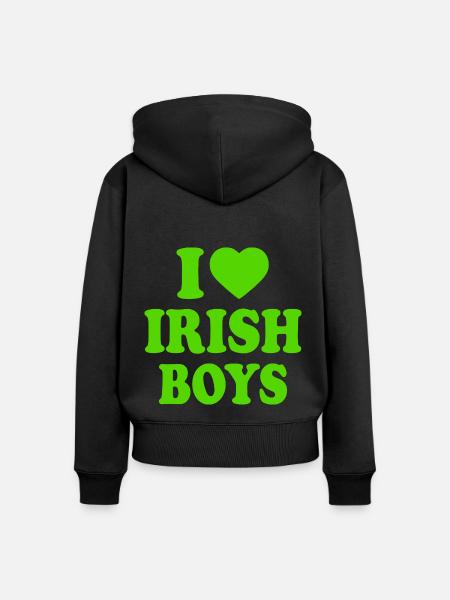 I love irish boys - Frauen Premium Bio Zip Hoodie - Schwarz