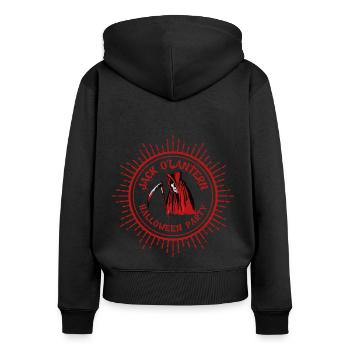Halloween-Humor - Frauen Premium Bio Zip Hoodie - Schwarz - Hinten - Julia (174cm)