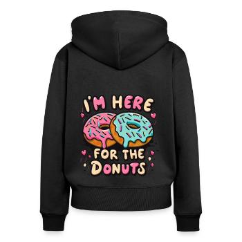 Je suis là pour les beignets - Sweat à capuche zippé Premium bio Femme - noir - Dos - Julia (174cm)