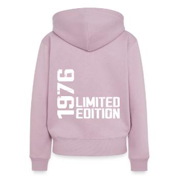 Legendary since 1976 Birthday Gift 1976 - Women's Premium Organic Zip Hoodie - dusky pink - Back - Julia (174cm)