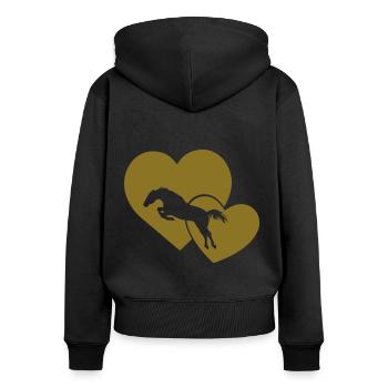 jumping Hearts - Frauen Premium Bio Zip Hoodie - Schwarz - Hinten - Julia (174cm)