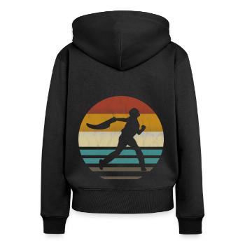 Jai Alai Sports Rétro vintage Cesta-Punta, Pelota - Sweat à capuche zippé Premium bio Femme - noir - Dos - Julia (174cm)