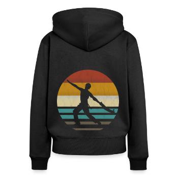 Jai Alai Sports Rétro vintage Cesta-Punta, Pelota - Sweat à capuche zippé Premium bio Femme - noir - Dos - Julia (174cm)