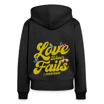Christian Religious Bible Verse Gift - Women's Premium Organic Zip Hoodie - black - Back - Julia (174cm)