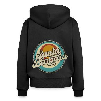 Santa Barbara California Sonnenuntergang Retro - Frauen Premium Bio Zip Hoodie - Schwarz - Hinten - Julia (174cm)