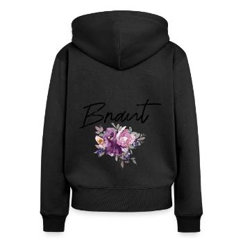 Braut - Junggesellinnenabschied Blumen - Frauen Premium Bio Zip Hoodie - Schwarz - Hinten - Julia (174cm)
