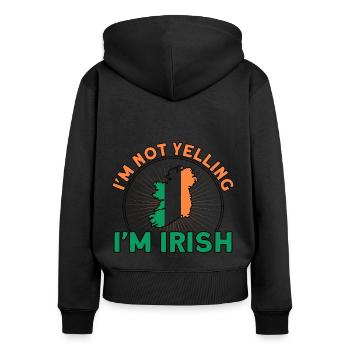 Irlande Drapeau irlandais Cadeau d’épouse irlandaise - Sweat à capuche zippé Premium bio Femme - noir - Dos - Julia (174cm)