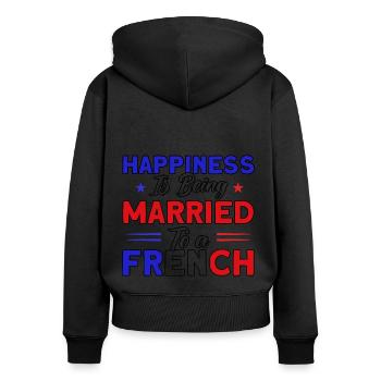 French Flag French Roots Gift - Women's Premium Organic Zip Hoodie - black - Back - Julia (174cm)