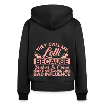 They call me lollipop grandma gift - Women's Premium Organic Zip Hoodie - black - Back - Julia (174cm)