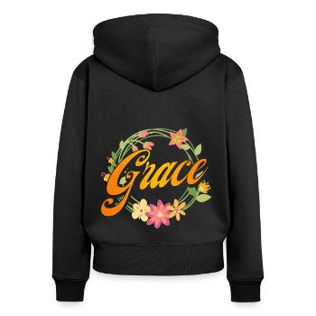 Inspirational Christian Religious Gift - Women's Premium Organic Zip Hoodie - black - Back - Julia (174cm)