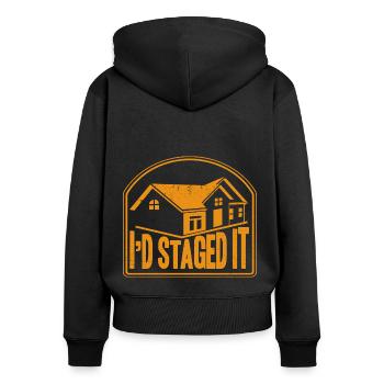 Hausvorstellung Inneneinrichtung Innenarchitekt Ge - Frauen Premium Bio Zip Hoodie - Schwarz - Hinten - Julia (174cm)
