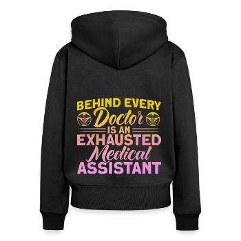 Medical Assistant Assis Medical School - Sweat à capuche zippé Premium bio Femme - noir - Dos - Julia (174cm)