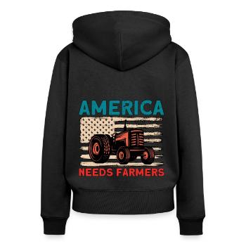 Bauernhof Traktor Landwirtschaft Geschenk - Frauen Premium Bio Zip Hoodie - Schwarz - Hinten - Julia (174cm)