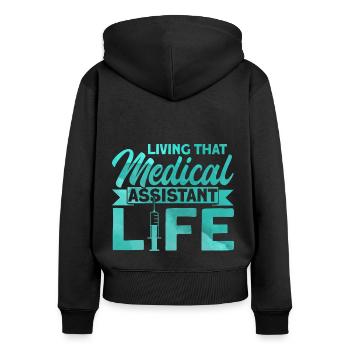 Medizinische Schule Medizinische Assistentin Assis - Frauen Premium Bio Zip Hoodie - Schwarz - Hinten - Julia (174cm)