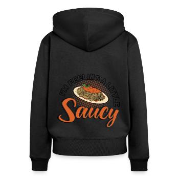 Noodles Noodle Lover Lasagne Spaghetti Cadeau - Sweat à capuche zippé Premium bio Femme - noir - Dos - Julia (174cm)