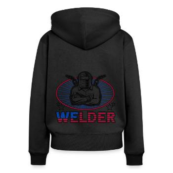 Soudeur SOUDEUR USA Cadeau patriotique - Sweat à capuche zippé Premium bio Femme - noir - Dos - Julia (174cm)