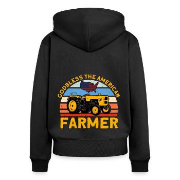 Tractor Cattle Breeder Farmer Gift - Women's Premium Organic Zip Hoodie - black - Back - Julia (174cm)
