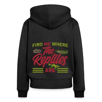 Reptilien Reptilienliebhaber Eidechsen Geschenk - Frauen Premium Bio Zip Hoodie - Schwarz - Hinten - Julia (174cm)