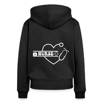 Nurse with Heartbeat medical Krankenschwester - Frauen Premium Bio Zip Hoodie - Schwarz - Hinten - Julia (174cm)
