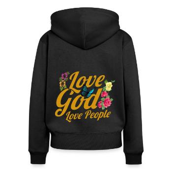 Jesus God Bible Verse Inspirational Gift - Women's Premium Organic Zip Hoodie - black - Back - Julia (174cm)