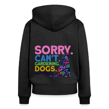 Chien Jardinage Hobby Jardinier Cadeau - Sweat à capuche zippé Premium bio Femme - noir - Dos - Julia (174cm)