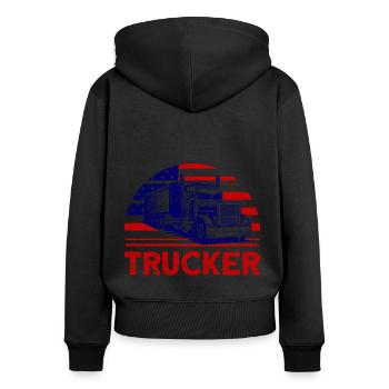 Lkw-Fahrer Fernfahrer Sattelschlepper Geschenk - Frauen Premium Bio Zip Hoodie - Schwarz - Hinten - Julia (174cm)