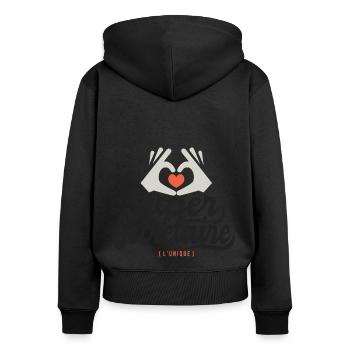 Super Secrétaire l unique cadeau Secretaire - Sweat à capuche zippé Premium bio Femme - noir - Dos - Julia (174cm)