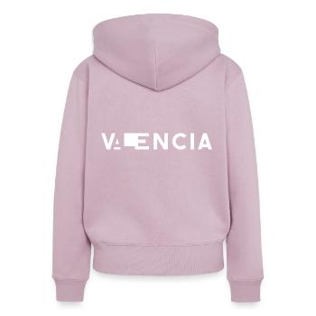 VALENCIA – Espagne - Sweat à capuche zippé Premium bio Femme - rose poudré - Dos - Julia (174cm)