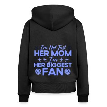 Sportfan Fußball Fußball Mama Geschenk - Frauen Premium Bio Zip Hoodie - Schwarz - Hinten - Julia (174cm)