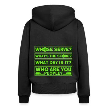 Paddleball Pickleball-Spieler Pickleball Geschenk - Frauen Premium Bio Zip Hoodie - Schwarz - Hinten - Julia (174cm)