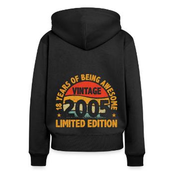 18 years old Vintage 2005 Limited Edition 18. - Women's Premium Organic Zip Hoodie - black - Back - Julia (174cm)