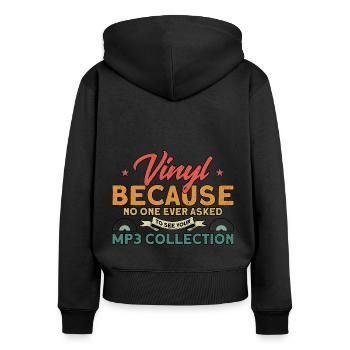Collection de disques Vinyle - Sweat à capuche zippé Premium bio Femme - noir - Dos - Julia (174cm)
