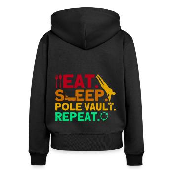 Saut à la perche Athlétisme Saut à la perche - Sweat à capuche zippé Premium bio Femme - noir - Dos - Julia (174cm)