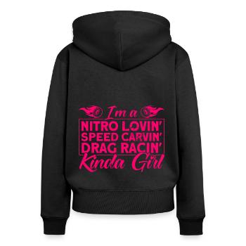 Autorennen Drag Racer Drag Race Geschenk - Frauen Premium Bio Zip Hoodie - Schwarz - Hinten - Julia (174cm)