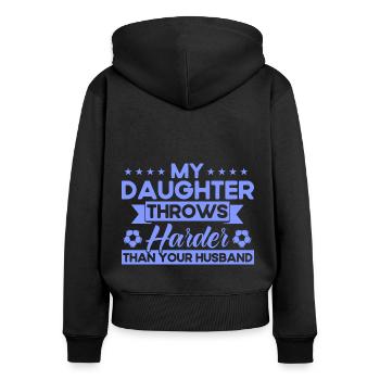 Tochter Sportfan Mutter Geschenk - Frauen Premium Bio Zip Hoodie - Schwarz - Hinten - Julia (174cm)