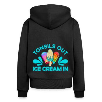 Crème glacée aux amandes en cadeau de crème glacée - Sweat à capuche zippé Premium bio Femme - noir - Dos - Julia (174cm)