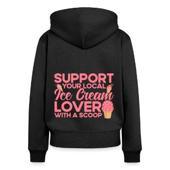 Soutenez l’amateur local de crème glacée Eiscrem - Sweat à capuche zippé Premium bio Femme - noir - Dos - Julia (174cm)