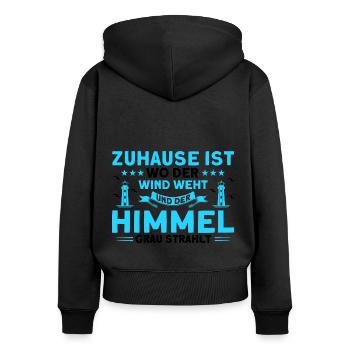 Norddeutsch Norden Nordsee Zitate Heimat Geschenk - Frauen Premium Bio Zip Hoodie - Schwarz - Hinten - Julia (174cm)