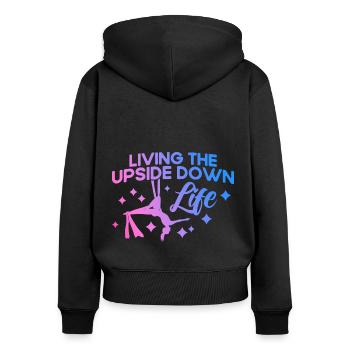 Aerial Yoga Gymnastinnen Aerial Silk Aerial Yoga G - Frauen Premium Bio Zip Hoodie - Schwarz - Hinten - Julia (174cm)