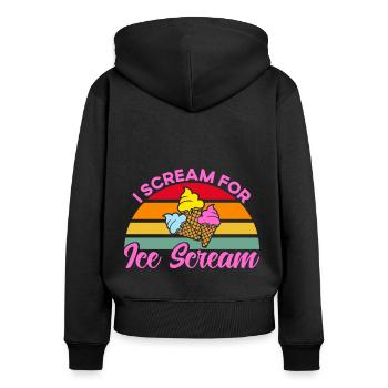 Je crie pour un cadeau de crème glacée - Sweat à capuche zippé Premium bio Femme - noir - Dos - Julia (174cm)