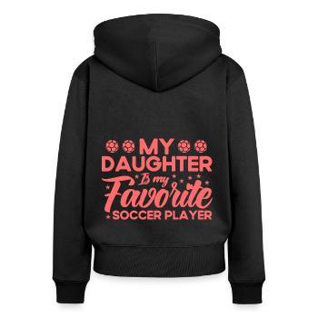Football Mama Mère Fille Cadeau - Sweat à capuche zippé Premium bio Femme - noir - Dos - Julia (174cm)