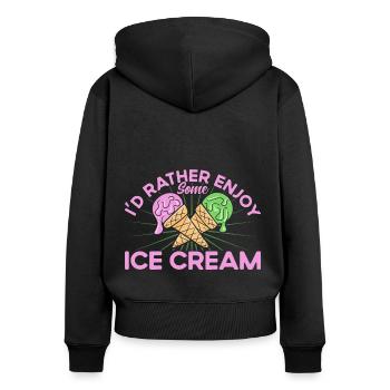 Je préfère profiter d’une glace à la crème glacée - Sweat à capuche zippé Premium bio Femme - noir - Dos - Julia (174cm)